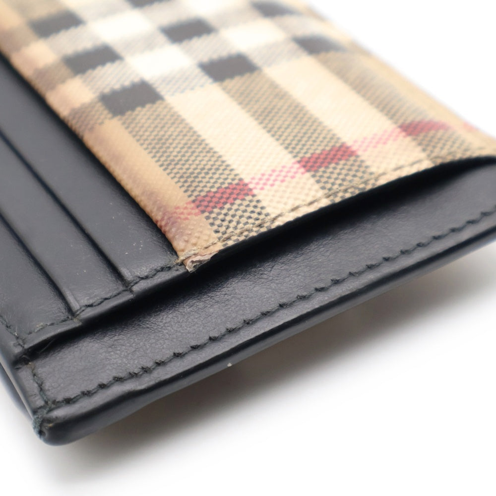 BURBERRY(バーバリー) チェック柄 レザー マネークリップ付 カードケース ベージュ