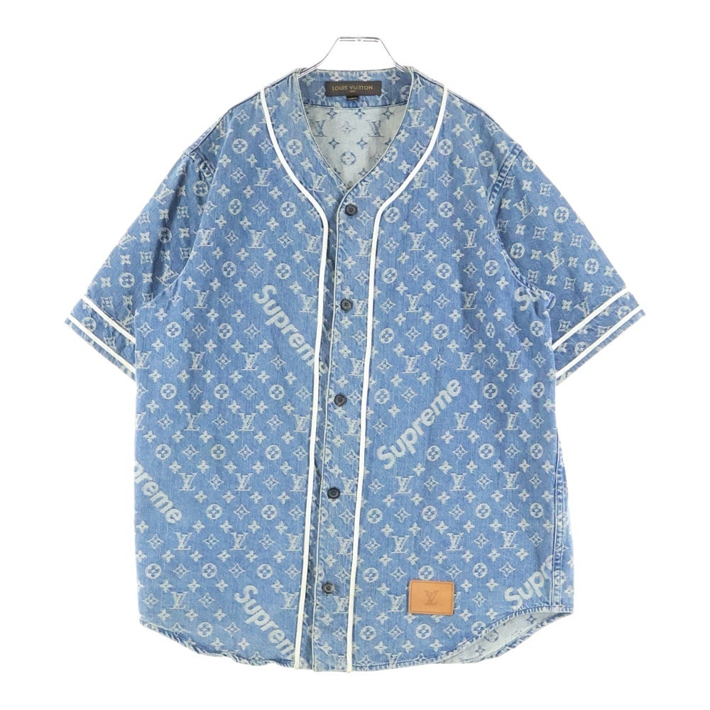 SUPREME(シュプリーム) 17AW Jacquard Denim Baseball Jersey モノグラム ジャガードデニムベースボールジャージー 半袖シャツ インディゴ HDD92WALL 406N