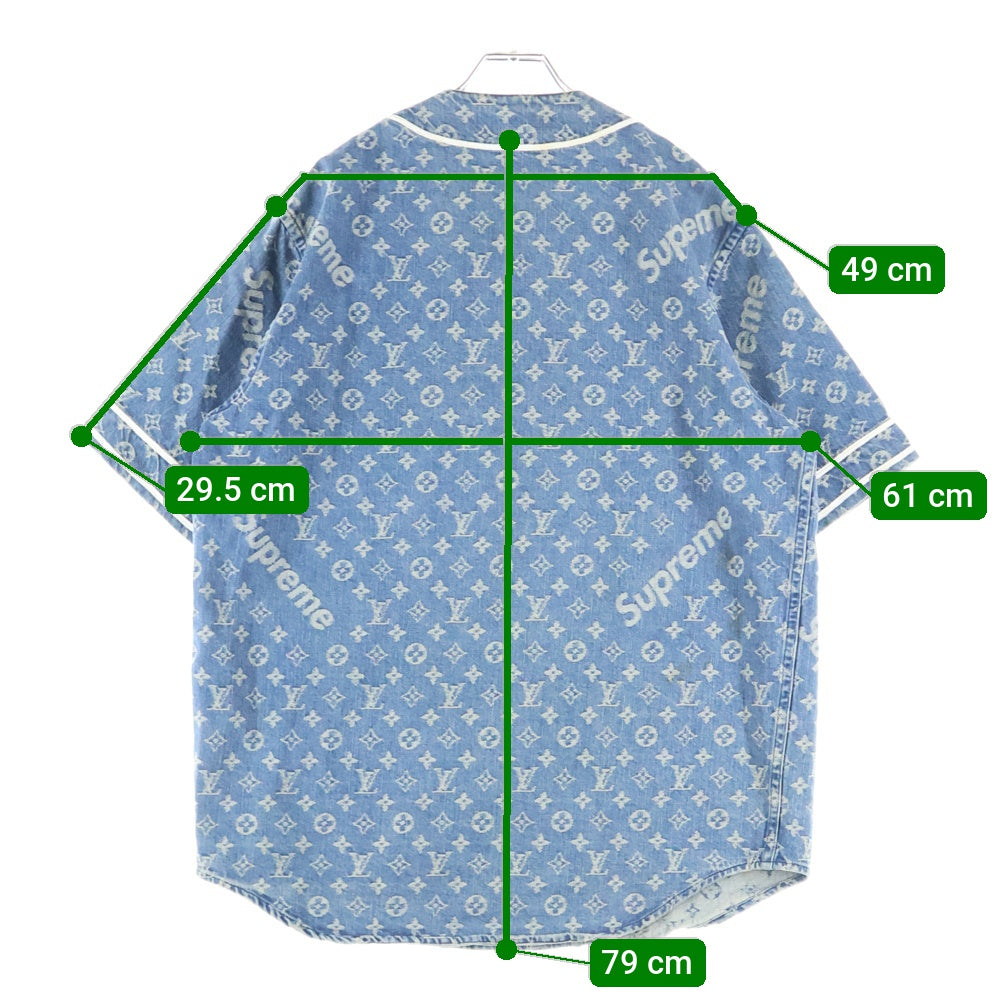 SUPREME(シュプリーム) 17AW Jacquard Denim Baseball Jersey モノグラム ジャガードデニムベースボールジャージー 半袖シャツ インディゴ HDD92WALL 406N