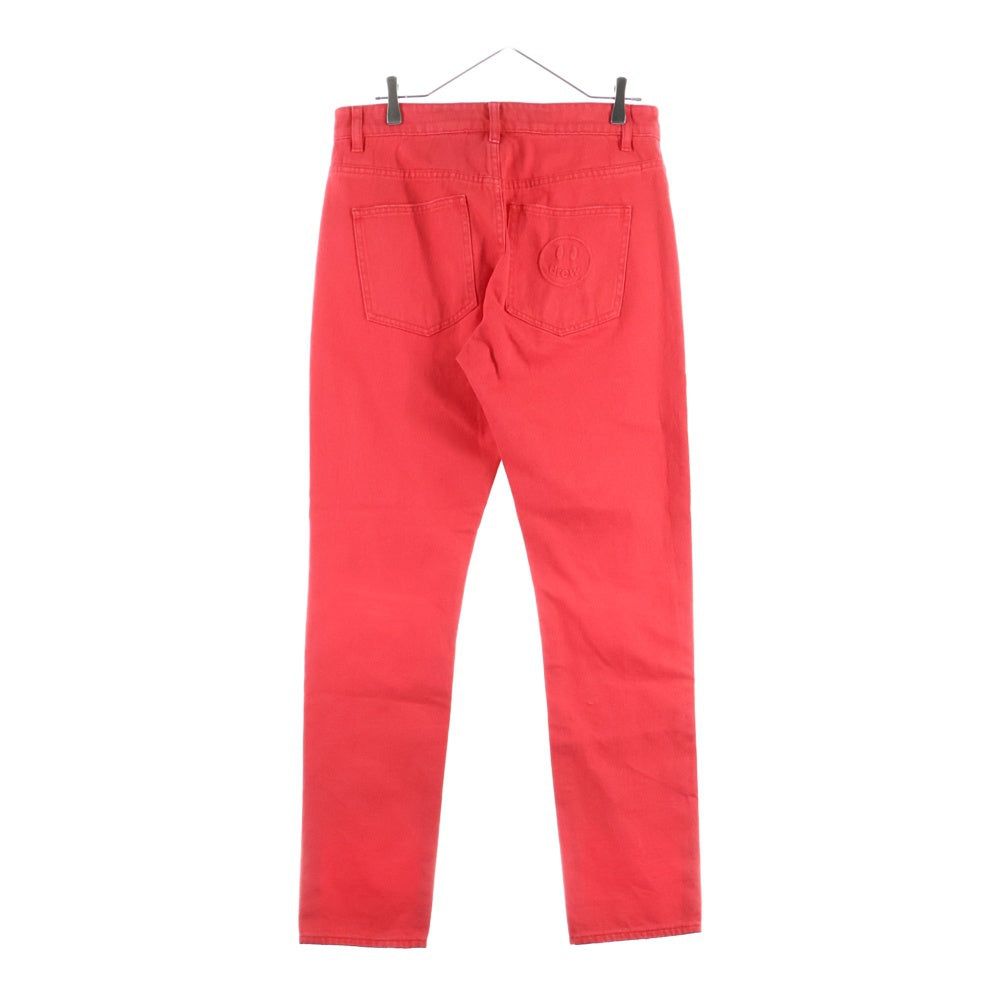 drew house(ドリューハウス) ロゴ刺繍 ダメージ加工 スキニーデニムパンツ レッド
