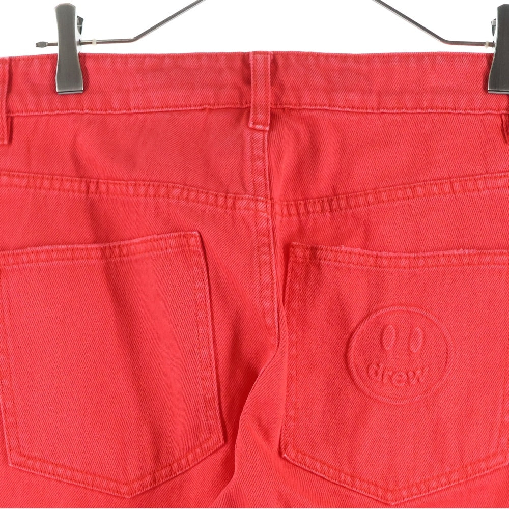 drew house(ドリューハウス) ロゴ刺繍 ダメージ加工 スキニーデニムパンツ レッド