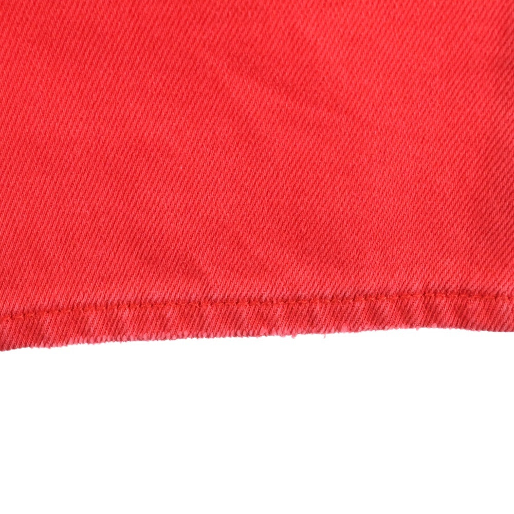 drew house(ドリューハウス) ロゴ刺繍 ダメージ加工 スキニーデニムパンツ レッド