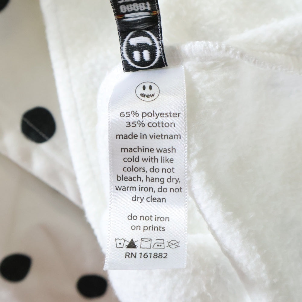 drew house(ドリューハウス) FRONT LOGO MASCOT POLKA DOTS HOODIE フロントロゴプリントプルオーバースウェットパーカー フーディー ホワイト/ブラック