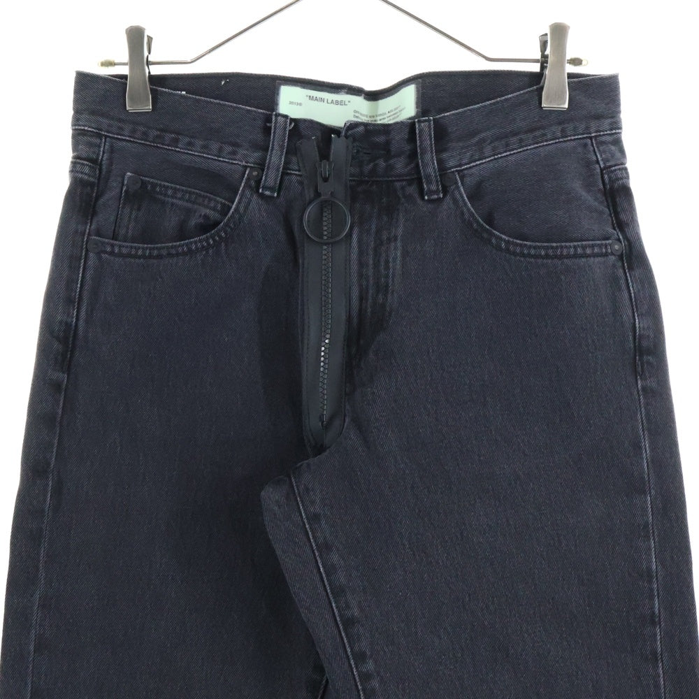 OFF-WHITE(オフホワイト) ジッパーフライ 刺しゅうデザイン デニムパンツ スリムジーンズ ブラック OMYA003