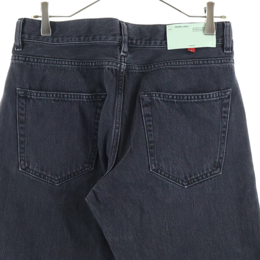 OFF-WHITE(オフホワイト) ジッパーフライ 刺しゅうデザイン デニムパンツ スリムジーンズ ブラック OMYA003