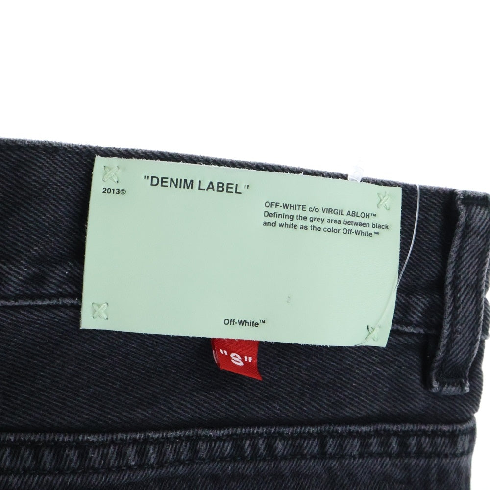 OFF-WHITE(オフホワイト) ジッパーフライ 刺しゅうデザイン デニムパンツ スリムジーンズ ブラック OMYA003