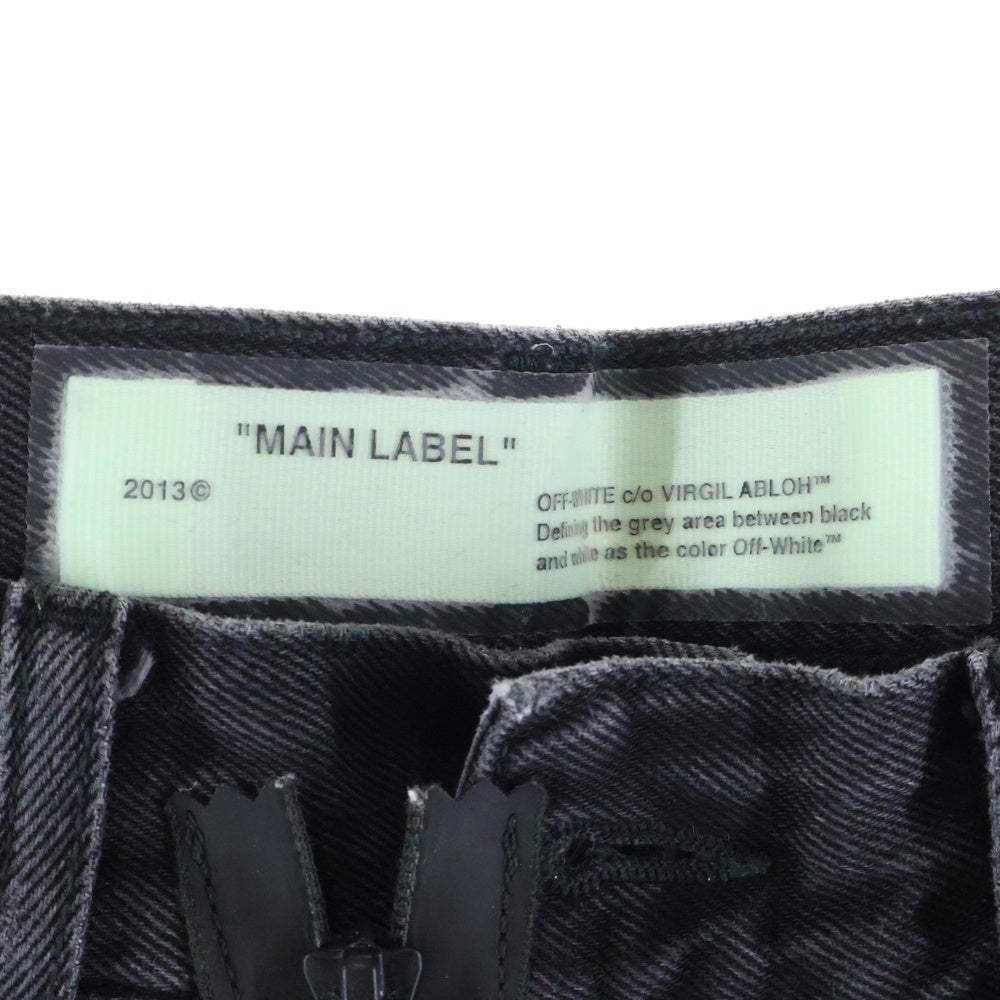 OFF-WHITE(オフホワイト) ジッパーフライ 刺しゅうデザイン デニムパンツ スリムジーンズ ブラック OMYA003