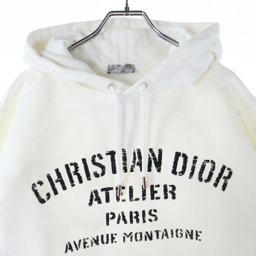 DIOR(ディオール) 20AW アトリエロゴプリント プルオーバーパーカー フーディー ホワイト 043J646A0531
