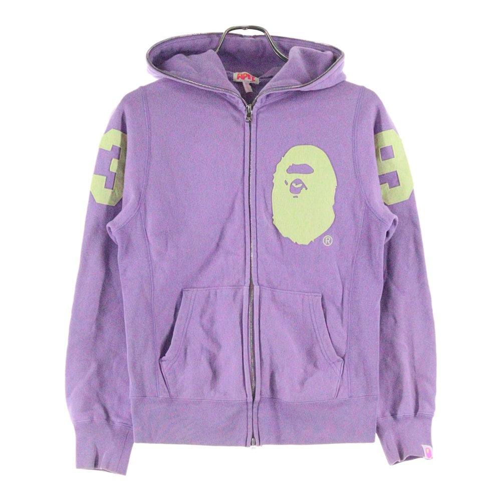 A BATHING APE(アベイシングエイプ) フェルトロゴワッペン付 ジップアップ パーカー パープル レディース