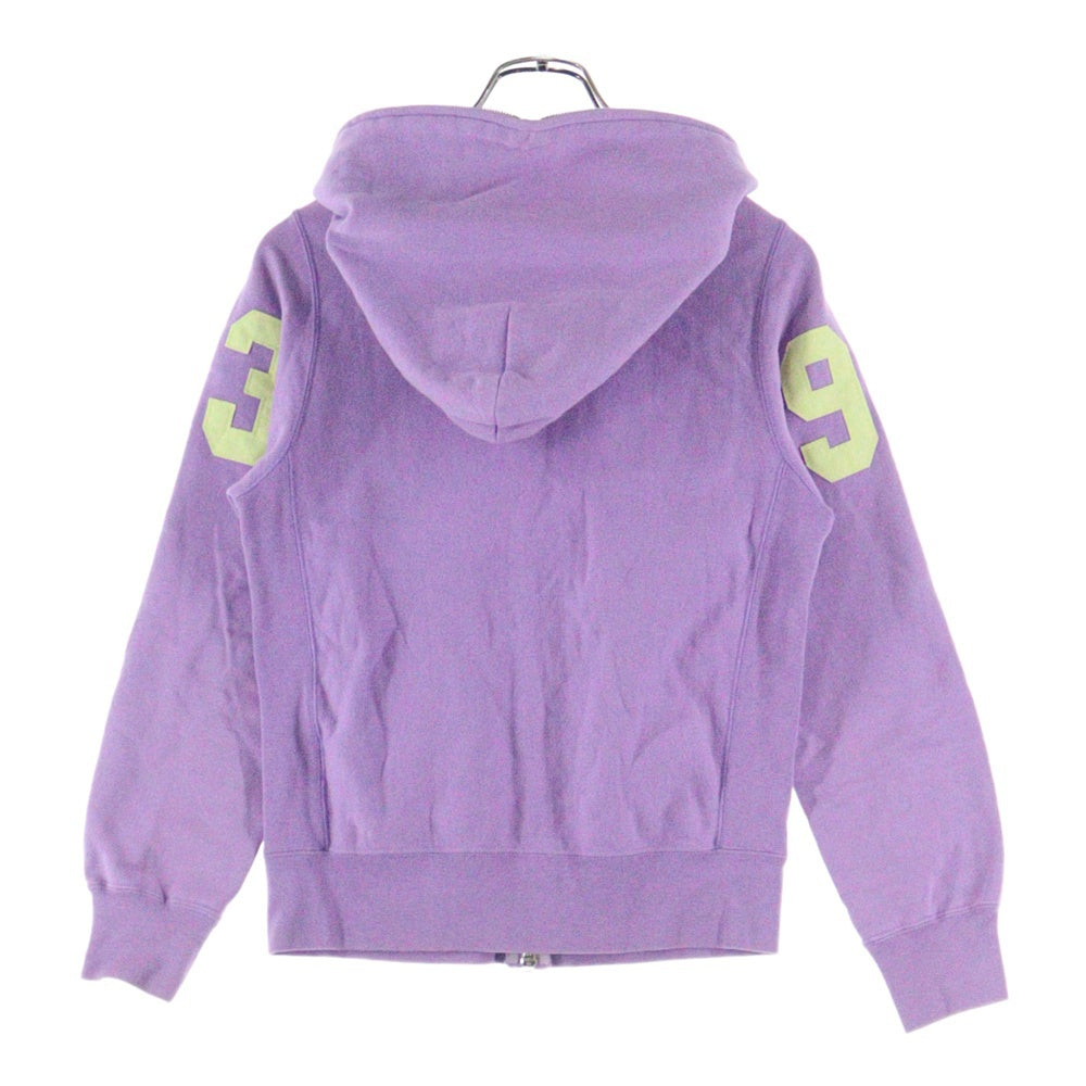 A BATHING APE(アベイシングエイプ) フェルトロゴワッペン付 ジップアップ パーカー パープル レディース