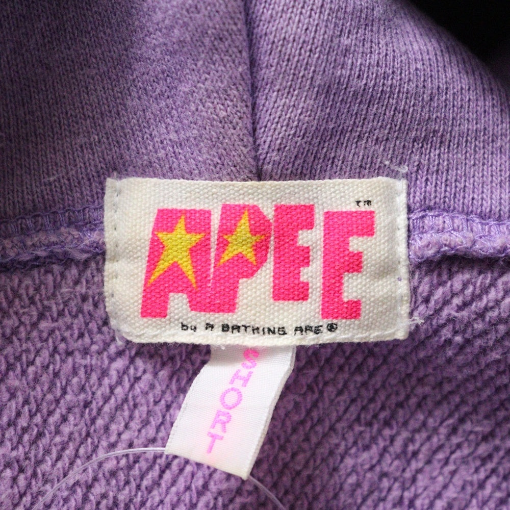 A BATHING APE(アベイシングエイプ) フェルトロゴワッペン付 ジップアップ パーカー パープル レディース
