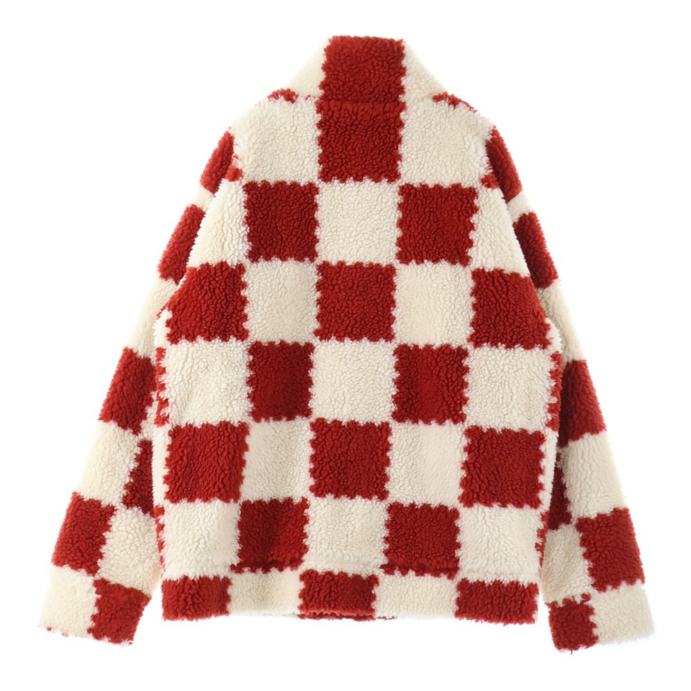 LOUIS VUITTON(ルイヴィトン) 22AW ×NIGO Damier Fleece Jacket ニゴ ダミエ ボアフリースジャケット レッド/ホワイト RM221M I03 HMY04W