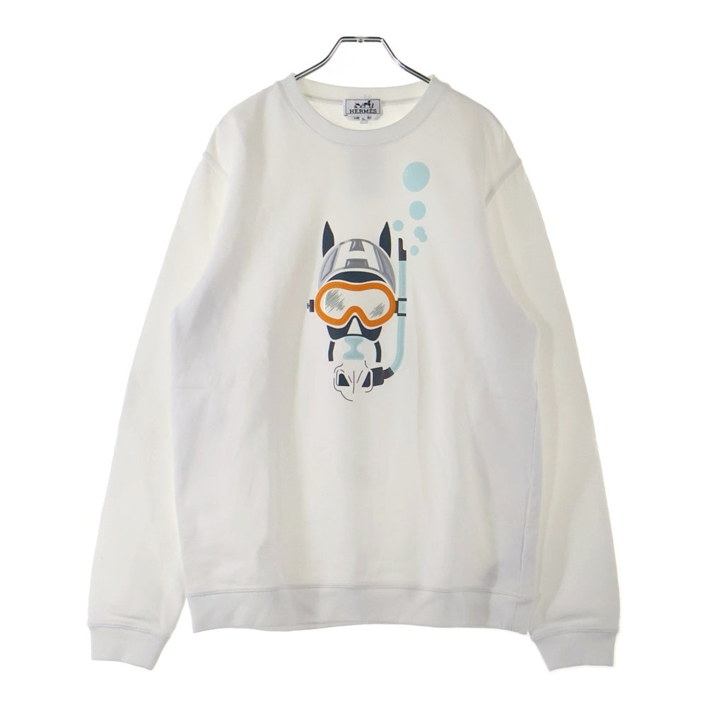 HERMES(エルメス) 23SS Scub'H 裏起毛 フロントロゴ スウェットトレーナー ホワイト