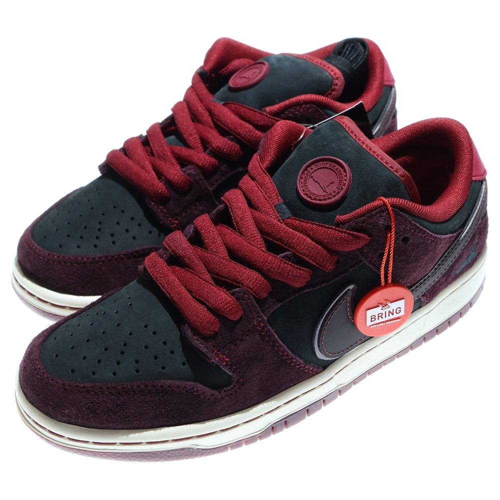 NIKE SB(ナイキエスビー) ×RIOT SKATESHOP DUNK LOW PRO QS MAHOGANY AND TEAM RED ライオットスケートショップ SBダンク ローカットスニーカー ブラック/レッド US7/25cm FZ1289-200