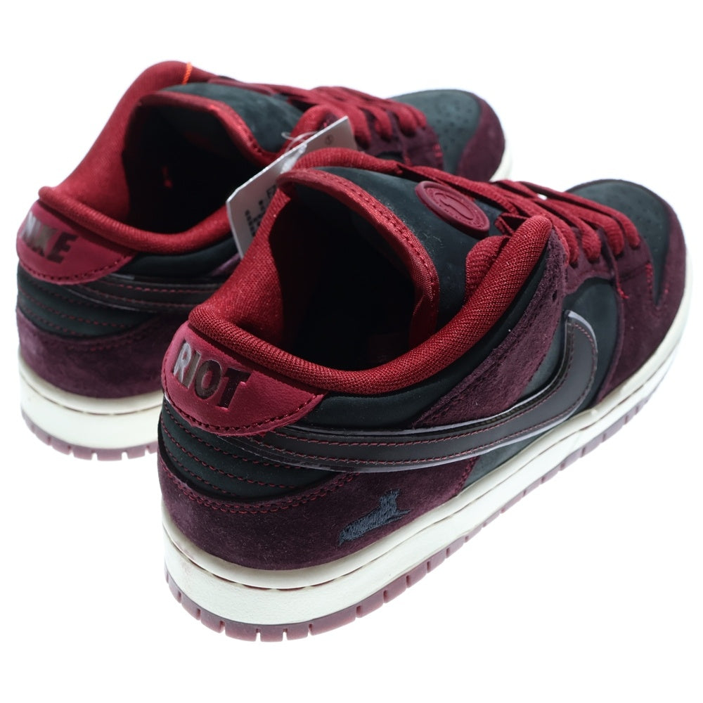 NIKE SB(ナイキエスビー) ×RIOT SKATESHOP DUNK LOW PRO QS MAHOGANY AND TEAM RED ライオットスケートショップ SBダンク ローカットスニーカー ブラック/レッド US7/25cm FZ1289-200