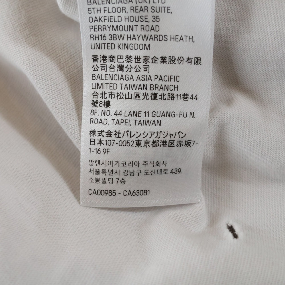 BALENCIAGA(バレンシアガ) Pierced T-shirt Oversized ピアス Tシャツ オーバーサイズ クルーネック半袖カットソー ホワイト 761460 TPVD4
