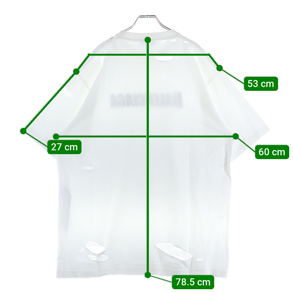 BALENCIAGA(バレンシアガ) 21SS Caps Destroyed Flatground Tee デストロイ加工 クルーネック 半袖Tシャツ ホワイト 651795 TKVB8