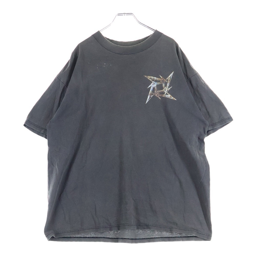 VINTAGE(ヴィンテージ) 90s METALLIOCA NINJA STAR 両面プリント 半袖 クルーネック Tシャツ ピンホール フェード グレー