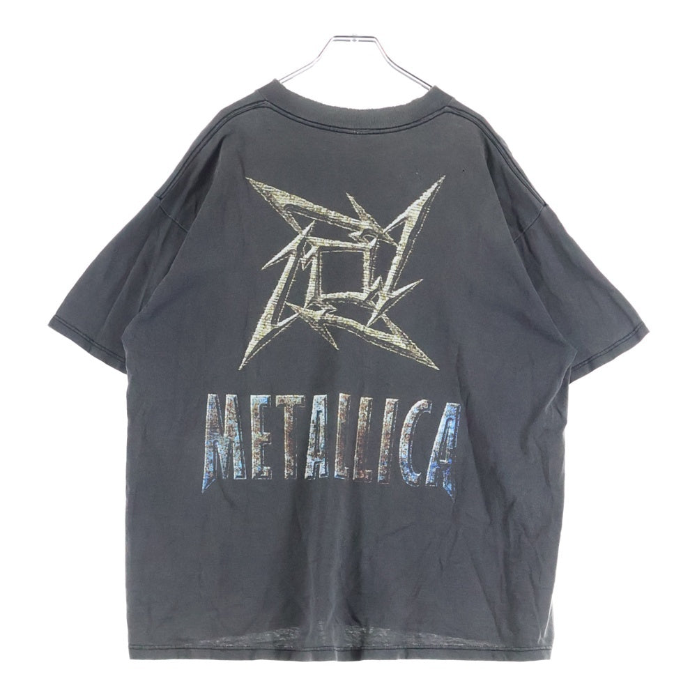VINTAGE(ヴィンテージ) 90s METALLIOCA NINJA STAR 両面プリント 半袖 クルーネック Tシャツ ピンホール フェード グレー