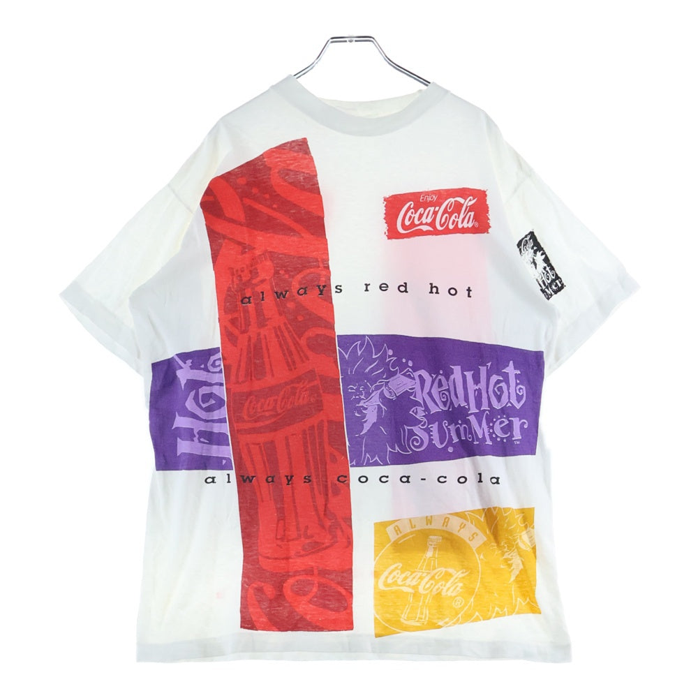 VINTAGE(ヴィンテージ) 90s Coca-Cola Red Hot Summer 企業Tシャツ 半袖 クルーネック Tシャツ ホワイト