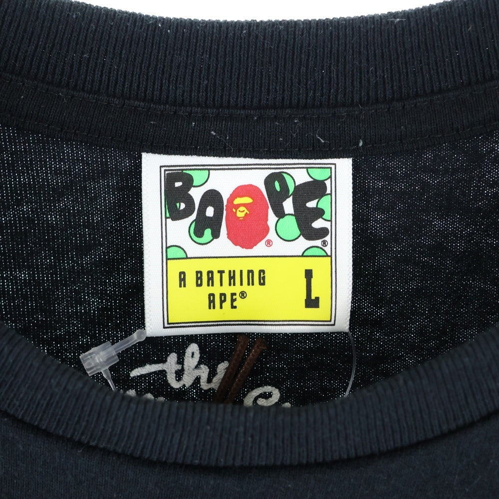 A BATHING APE(アベイシングエイプ) 25ss ×Rolling stones リップタンプリント 半袖 クルーネック Tシャツ ブラック 001TEL231908C