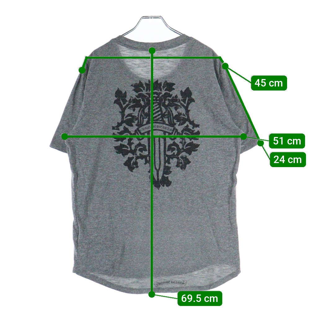 CHROME HEARTS(クロムハーツ) DAGGER S/S Tee バックダガープリント クルーネック 半袖Tシャツ グレー