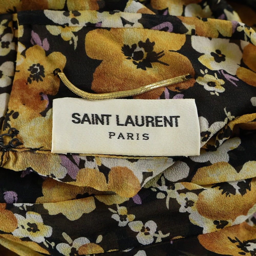 SAINT LAURENT PARIS(サンローランパリ) フラワー総柄 シルク ワンピース イエロー 659577 レディース
