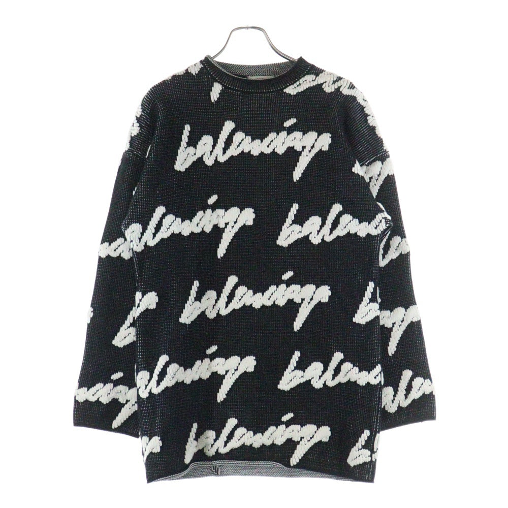 BALENCIAGA(バレンシアガ) 20AW CREWNECK 3D SCRIBBLE KNIT SWEATER クルーネック スクリブルニットセーター ブラック/ホワイト 628730 T3180 レディース