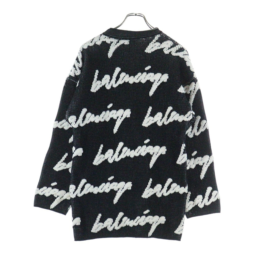 BALENCIAGA(バレンシアガ) 20AW CREWNECK 3D SCRIBBLE KNIT SWEATER クルーネック スクリブルニットセーター ブラック/ホワイト 628730 T3180 レディース