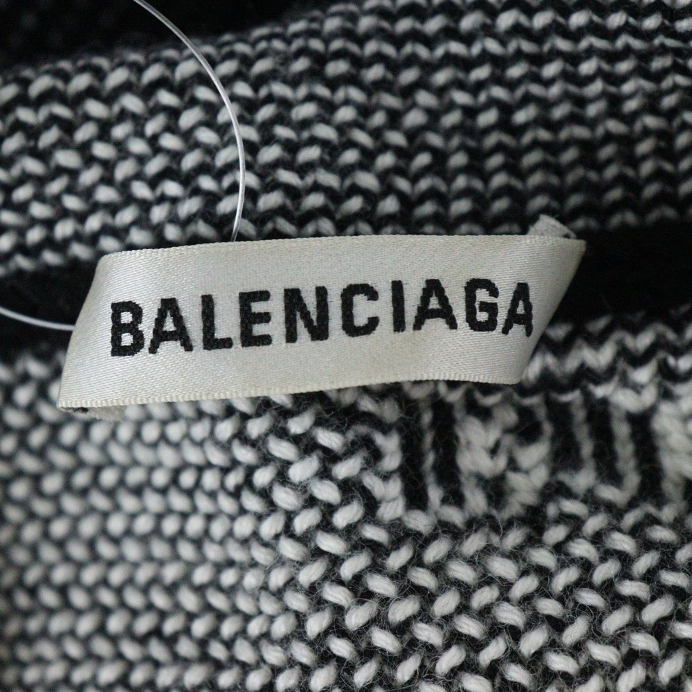 BALENCIAGA(バレンシアガ) 20AW CREWNECK 3D SCRIBBLE KNIT SWEATER クルーネック スクリブルニットセーター ブラック/ホワイト 628730 T3180 レディース