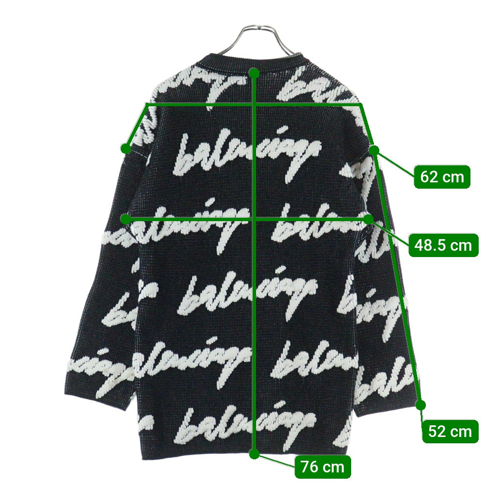 BALENCIAGA(バレンシアガ) 20AW CREWNECK 3D SCRIBBLE KNIT SWEATER クルーネック スクリブルニットセーター ブラック/ホワイト 628730 T3180 レディース