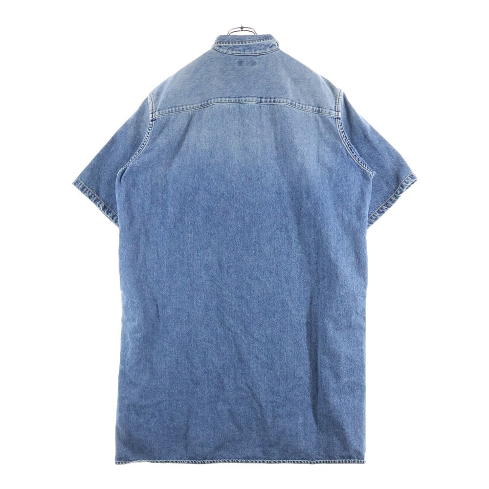 BALENCIAGA(バレンシアガ) 19AW フロント刺繍ロゴ デニムロングシャツ 半袖ワンピース インディゴ レディース 600150 THW25