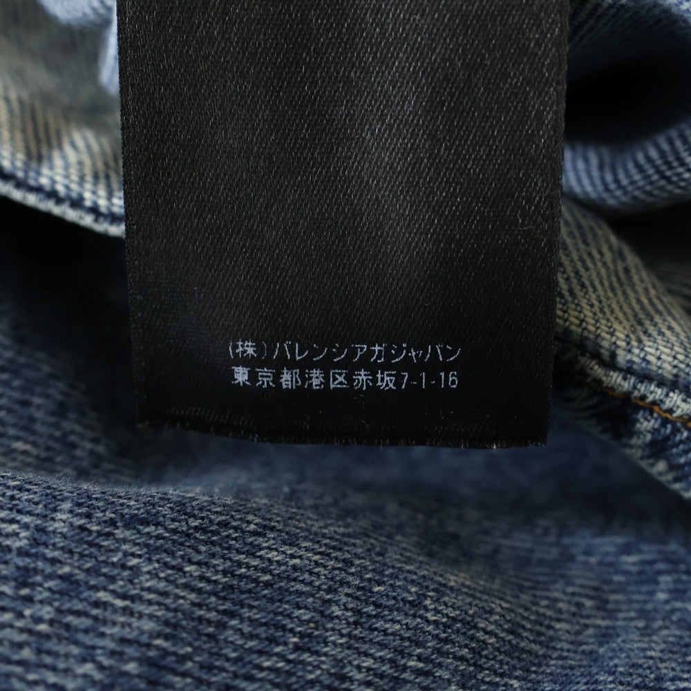 BALENCIAGA(バレンシアガ) 19AW フロント刺繍ロゴ デニムロングシャツ 半袖ワンピース インディゴ レディース 600150 THW25