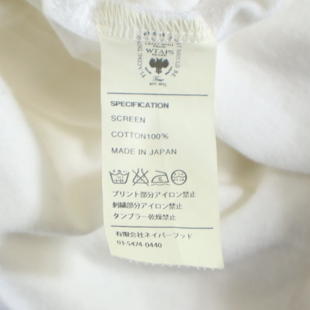WTAPS(ダブルタップス) 胸ロゴプリント バックホワイトプリント 半袖 クルーネック Tシャツ ホワイト