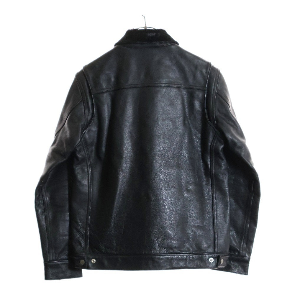 NEIGHBORHOOD(ネイバーフッド) 13AW HUDSON/HL-JKT レザージャケット ハラコカラー ボタンフライ ブラック 132SSNH-JKM04