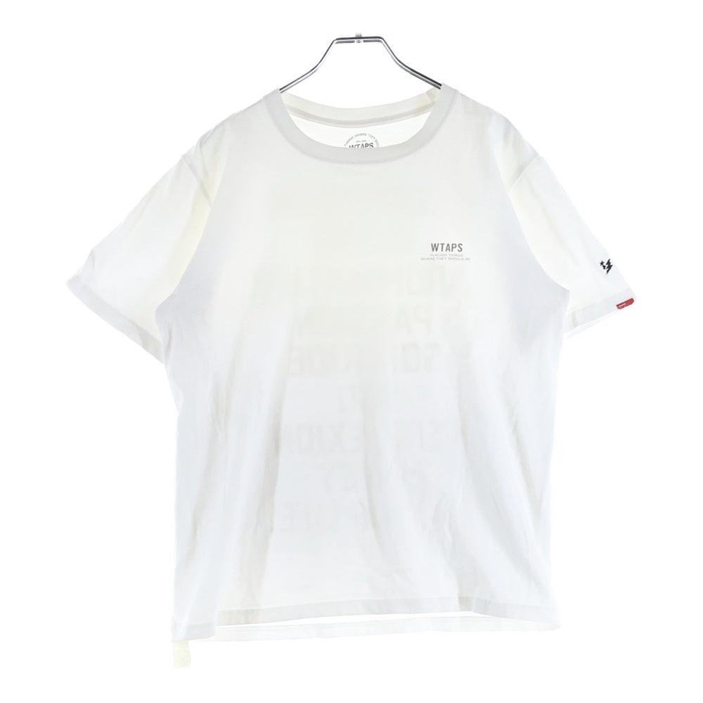 WTAPS(ダブルタップス) フロントロゴ プリント 袖刺繍 半袖 クルーネック Tシャツ ホワイト