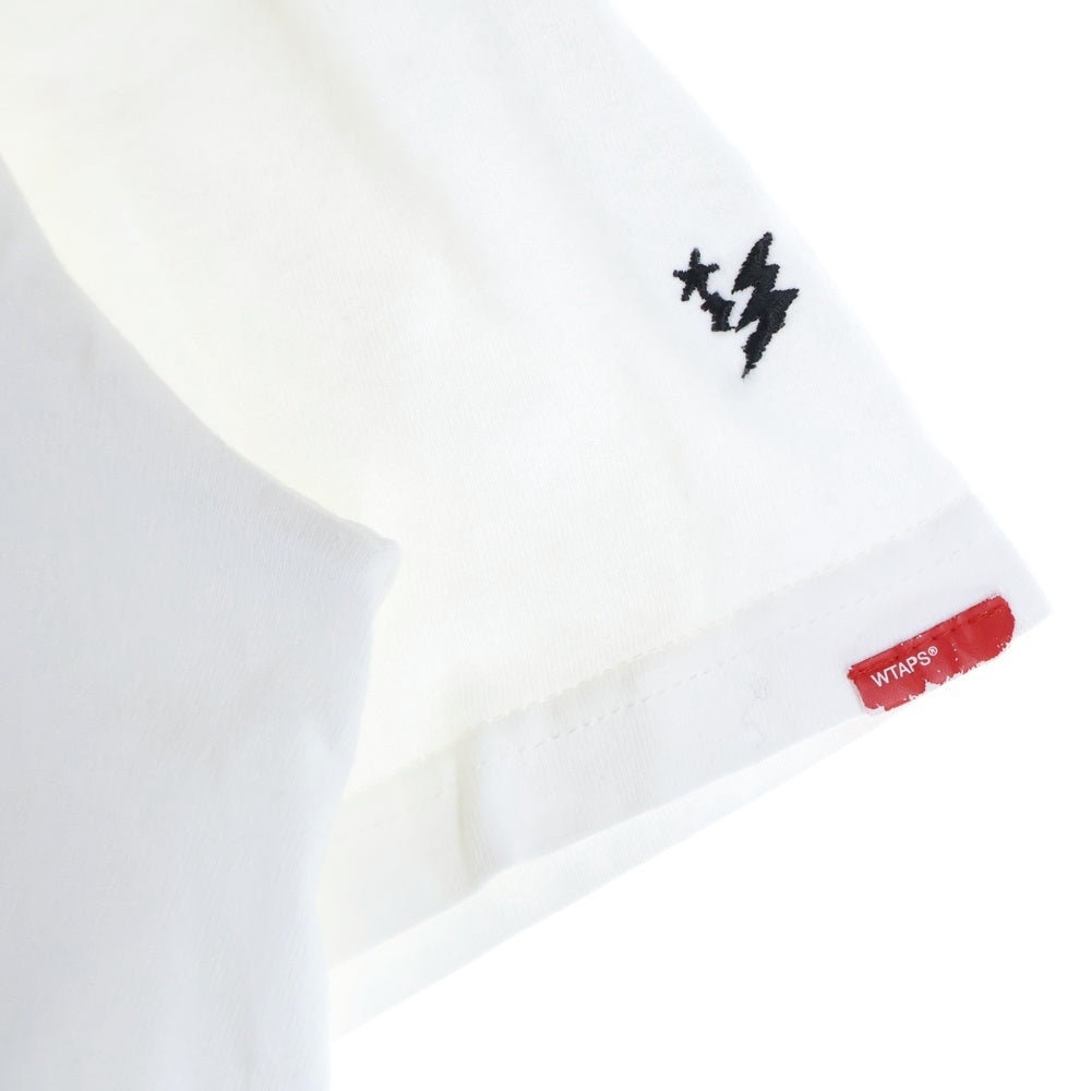WTAPS(ダブルタップス) フロントロゴ プリント 袖刺繍 半袖 クルーネック Tシャツ ホワイト