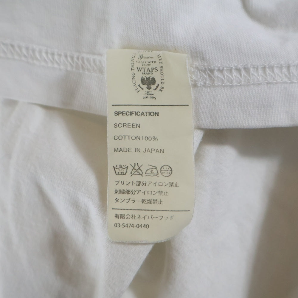 WTAPS(ダブルタップス) フロントロゴ プリント 袖刺繍 半袖 クルーネック Tシャツ ホワイト