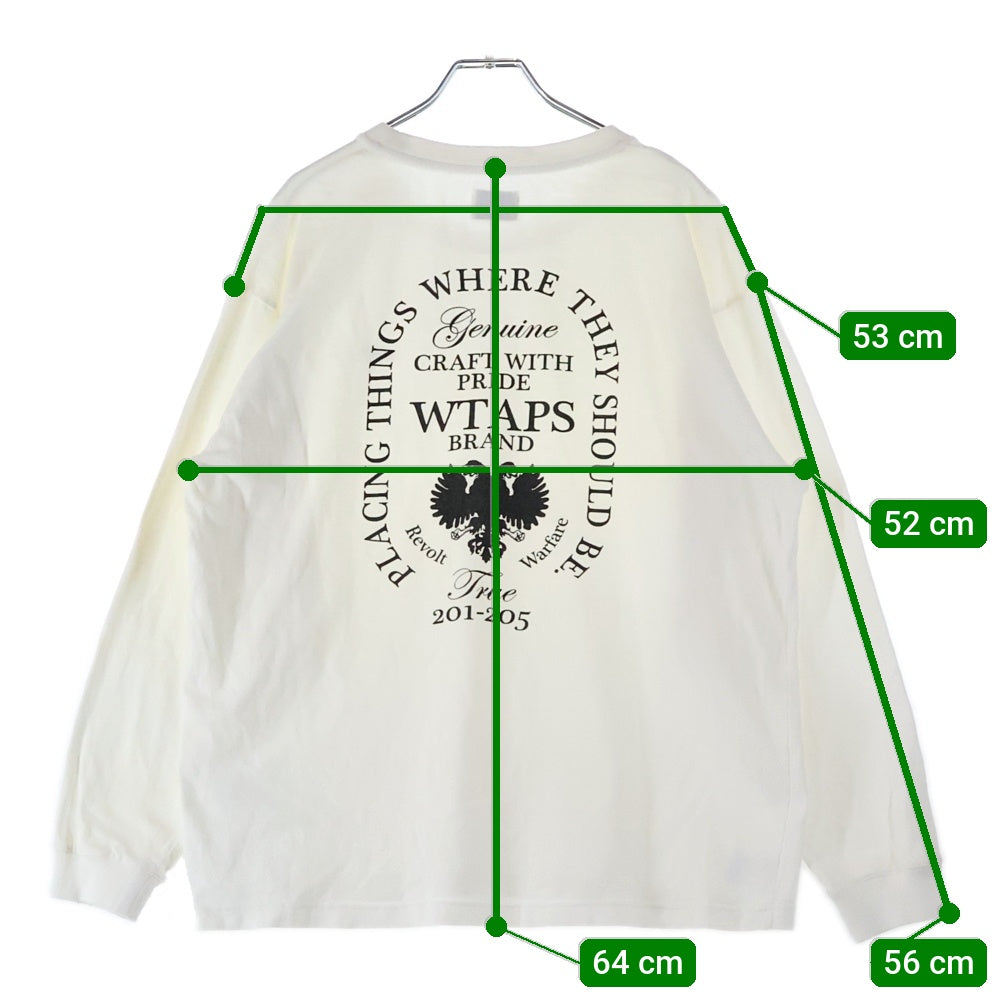 WTAPS(ダブルタップス) DESIGN LS HERALDRY 長袖 クルーネック Tシャツ ホワイト 171ATDT-CSM07