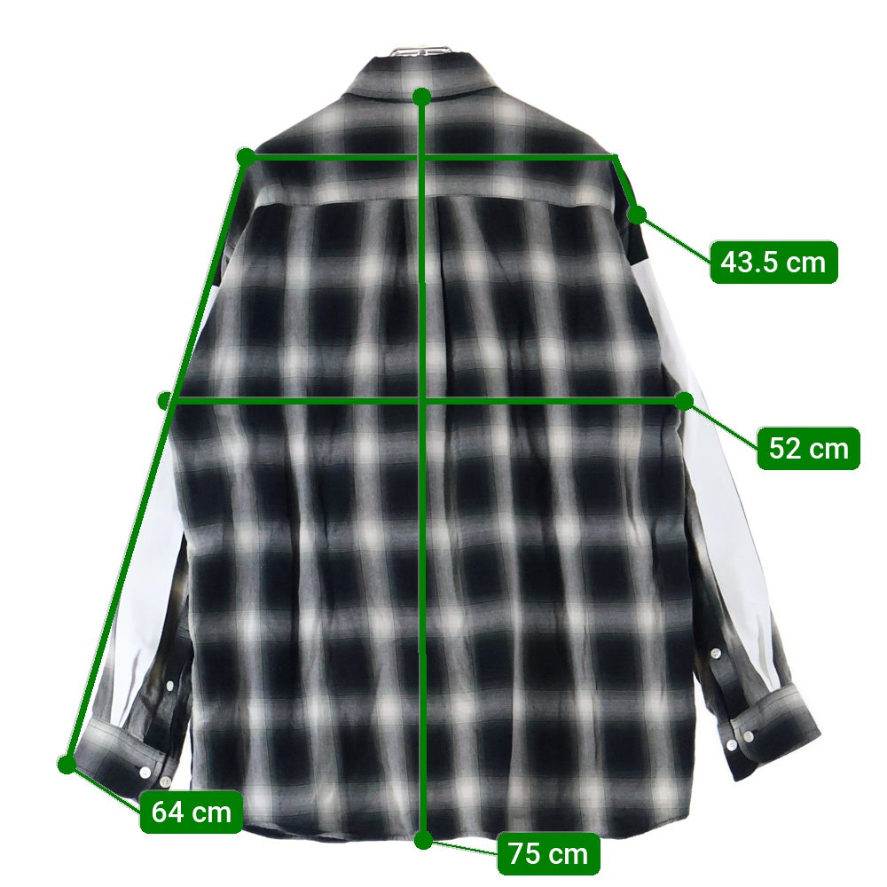 SEQUEL(シークエル) 24SS OMBRE CHECK BIG SIZE SHIRT オンブレチェックビッグシャツ グレー