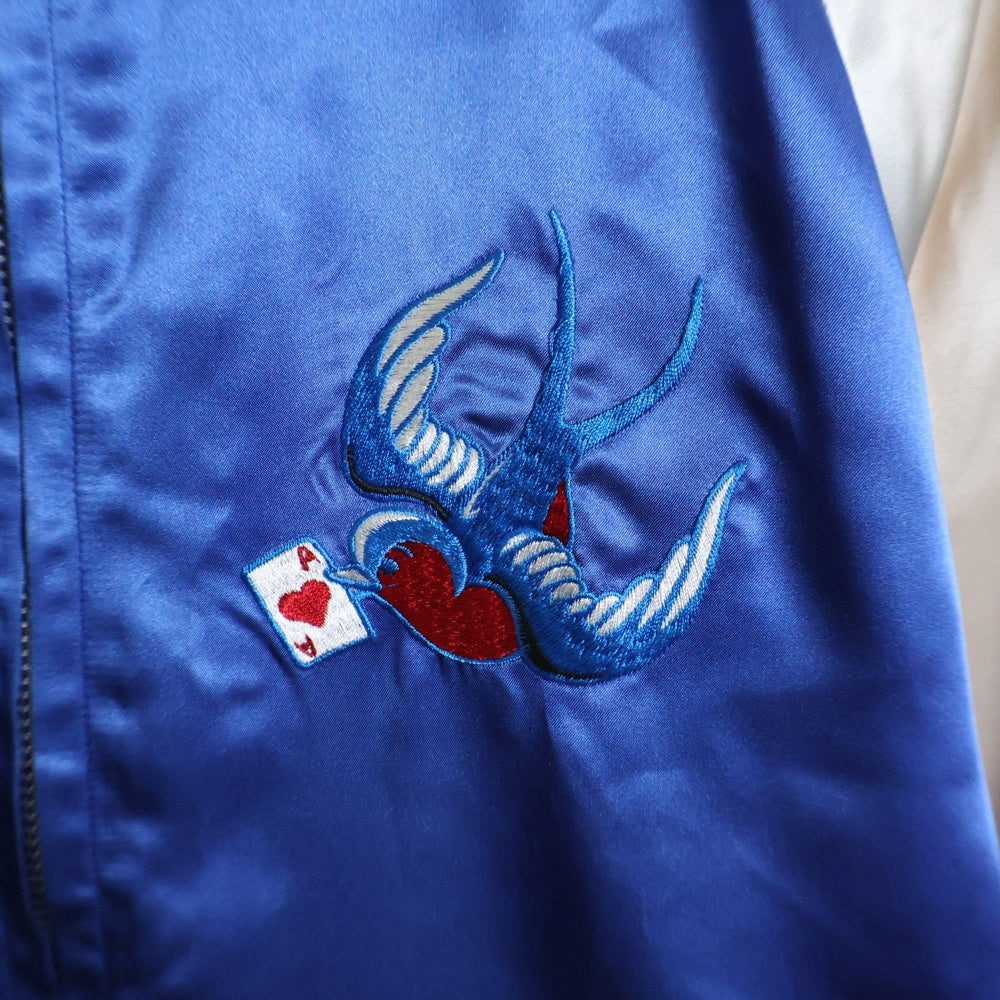 BEDWIN & THE HEARTBREAKERS(ベドウィンアンドザハートブレーカーズ) フロント刺繍 スーベニアジャケット ブルー