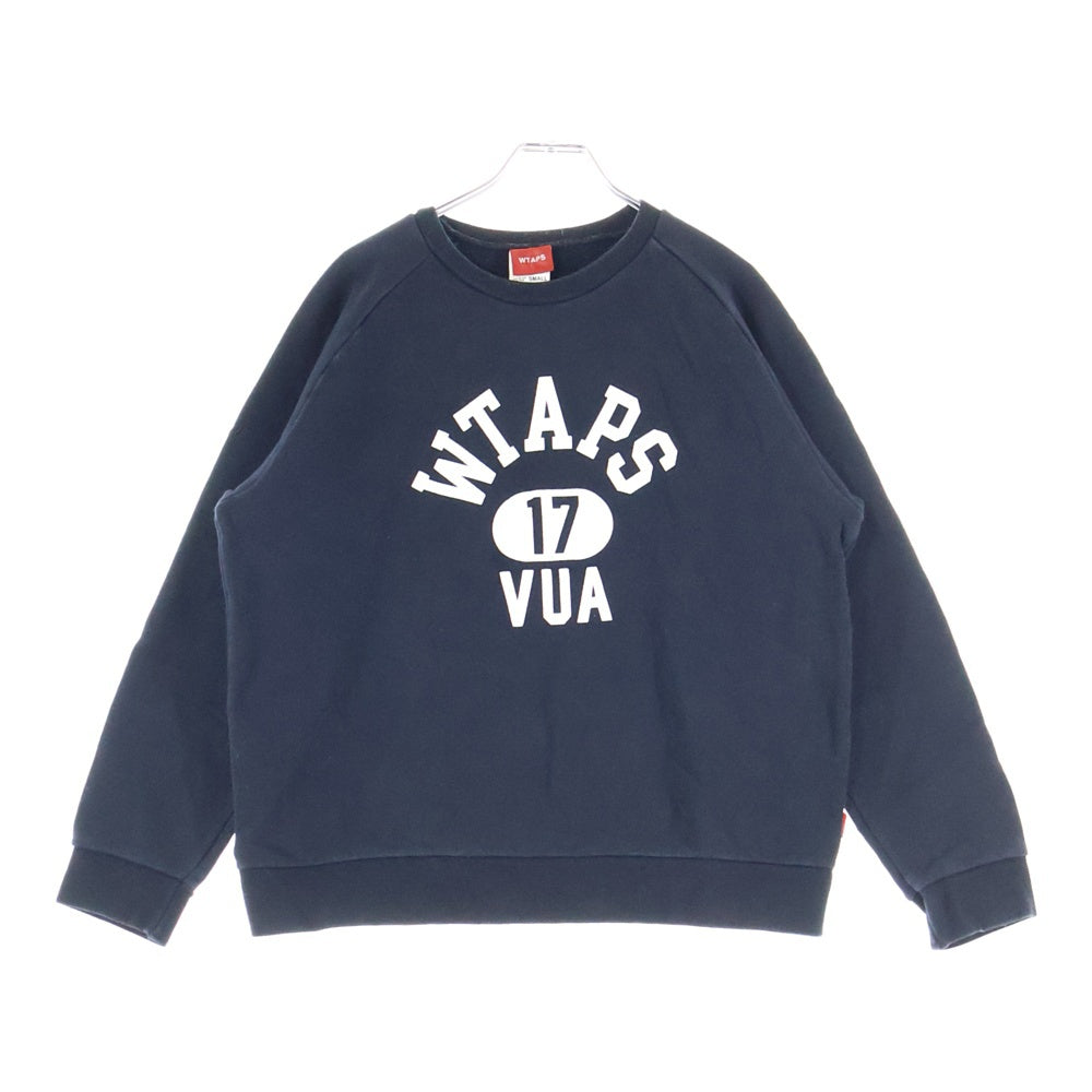 WTAPS(ダブルタップス) フロントロゴフェルト クルーネック 長袖スウェット ブラック