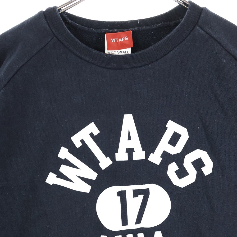 WTAPS(ダブルタップス) フロントロゴフェルト クルーネック 長袖スウェット ブラック