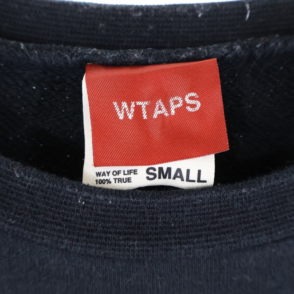 WTAPS(ダブルタップス) フロントロゴフェルト クルーネック 長袖スウェット ブラック