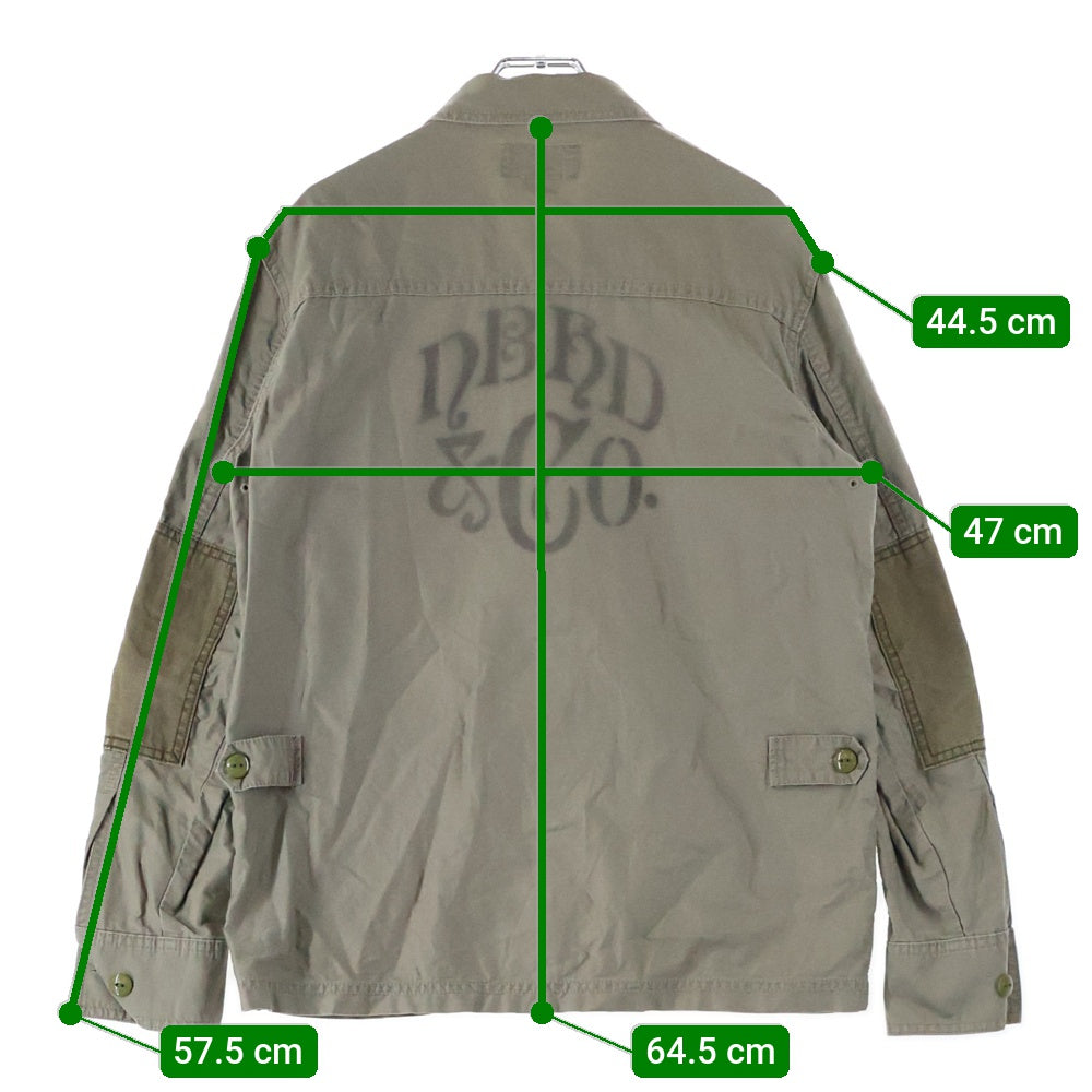 NEIGHBORHOOD(ネイバーフッド) フロント刺繍 長袖 ワークシャツ カーキ 131OANH-SHM02