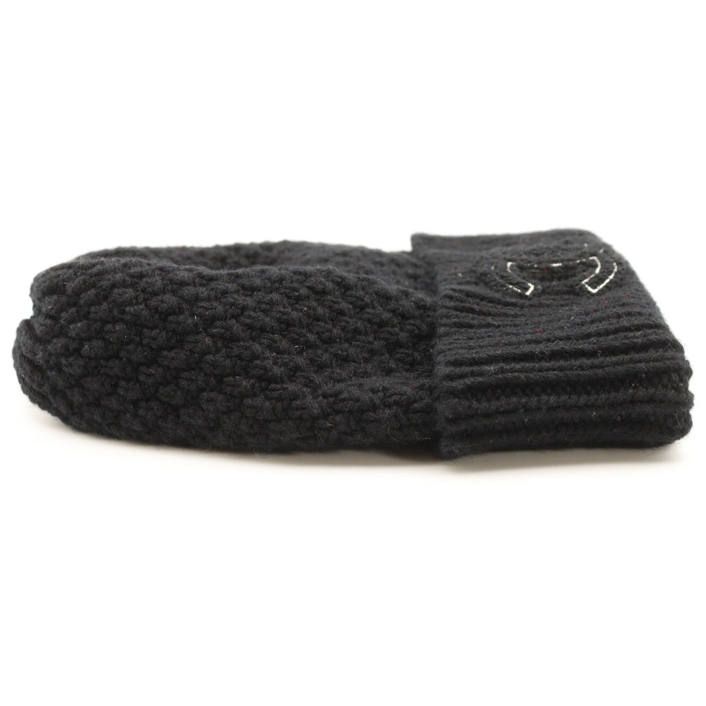 CHANEL(シャネル) ココマーク フロントロゴ ビーニー ニットキャップ ブラック