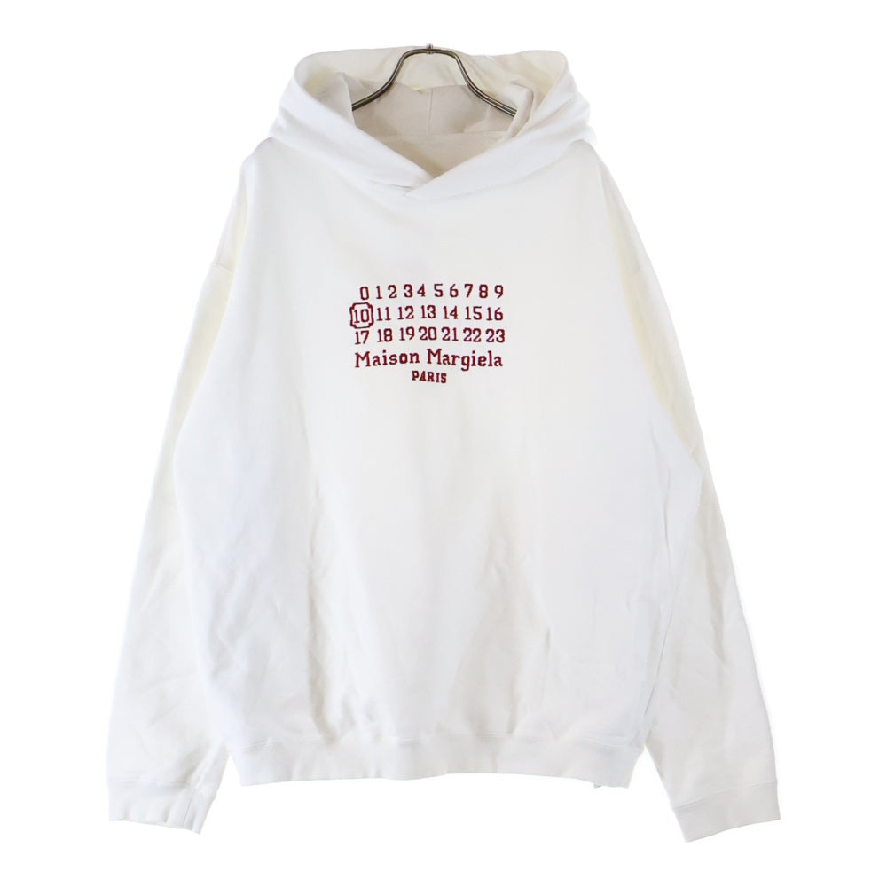 Maison Margiela 1(メゾンマルジェラ) 21SS 10ライン カレンダーロゴ 刺繍 プルオーバー パーカー S50GU0163 ホワイト