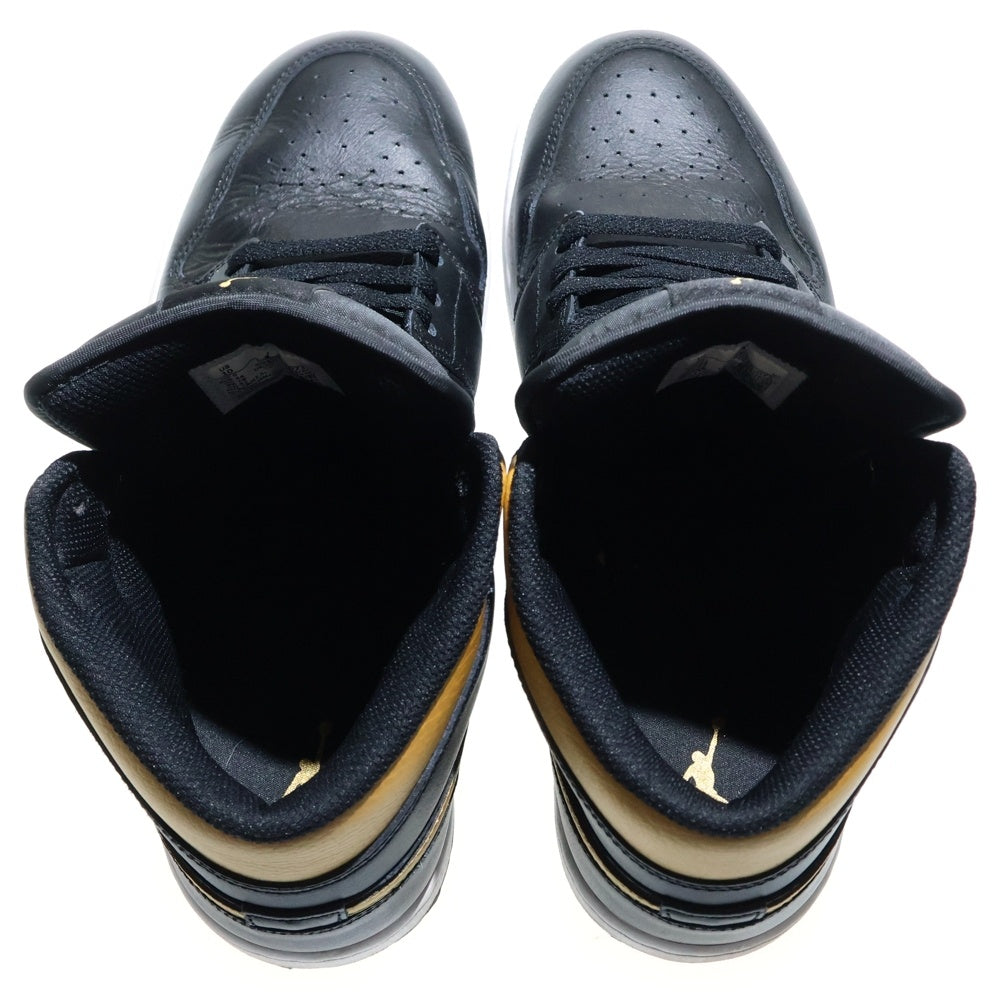 NIKE(ナイキ) AIR JORDAN 1 MID Black Metallic Gold DQ8426-071 エアジョーダン1 ミッドカットスニーカー ブラック/ゴールド US10/28cm