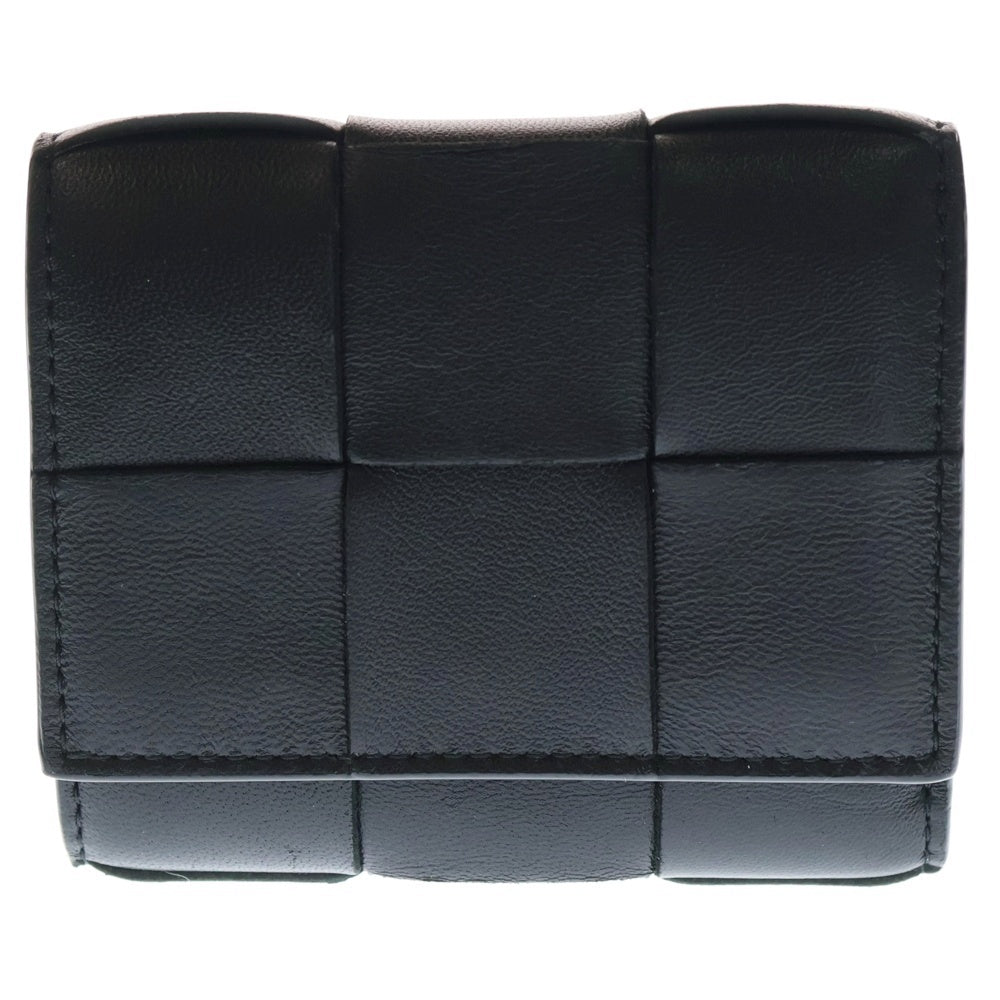BOTTEGA VENETA(ボッテガヴェネタ) マキシ イントレチャート カセット 三つ折り財布 ブラック レザー