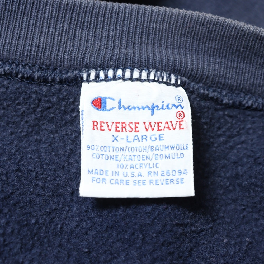 CHAMPION(チャンピオン) 90s MICHIGAN カレッジロゴプリント リバースウィーブ クルーネック長袖スウェット ネイビー